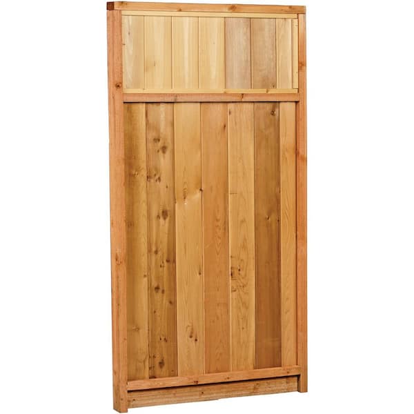 Unbranded 6 ft. x 3 ft. Premium Cedar Solid Top Gate with Stained (SPF) Frame (Actual Size: 68-3/8 in. H x 36 in. W)