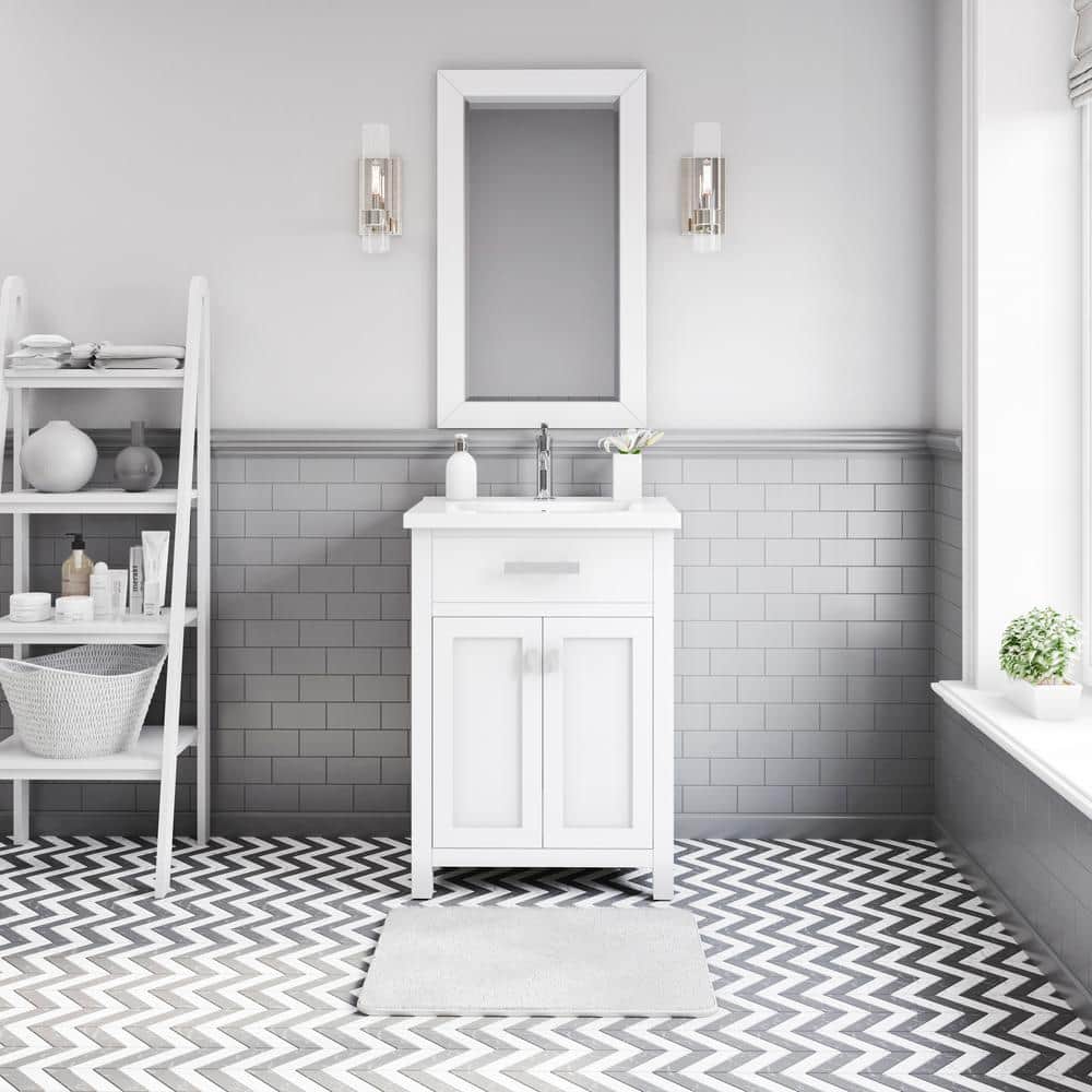 Myra 24 in. W x 18 in. D Bath Vanity in Pure White with Ceramics Vanity Top in White with White Basin and Faucet price history on PriceWatchPro