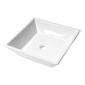 16.5 in. Above Mount Porcelain Square Vessel Sink in White