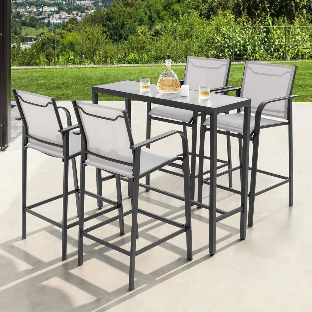 Black Iron Bar Set with Breathable Textilene Fabric and Powder-Coated Frame price history on PriceWatchPro