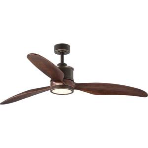 Farris Three-Blade Carved Wood 60 in. Bronze Integrated LED Ceiling Fan