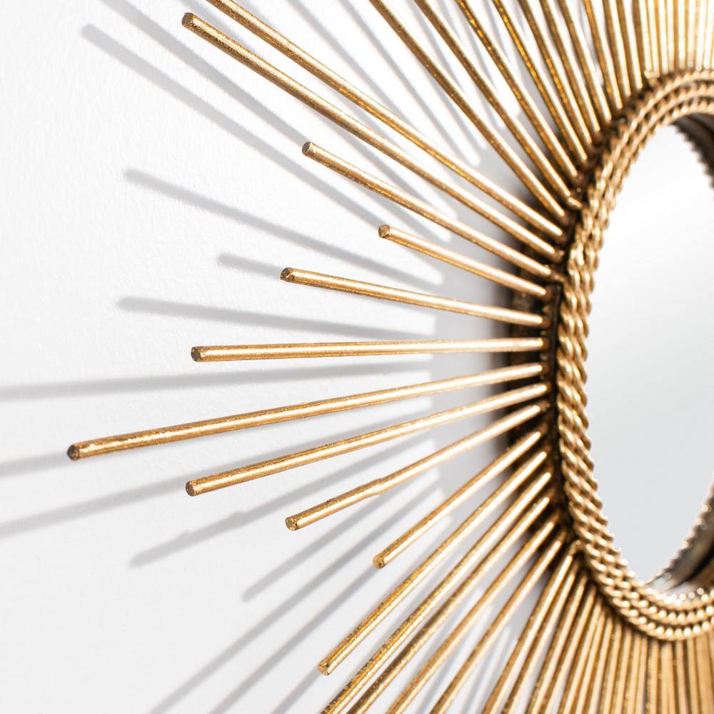 Radiant Gold Leaf Round Sunburst Vanity Mirror