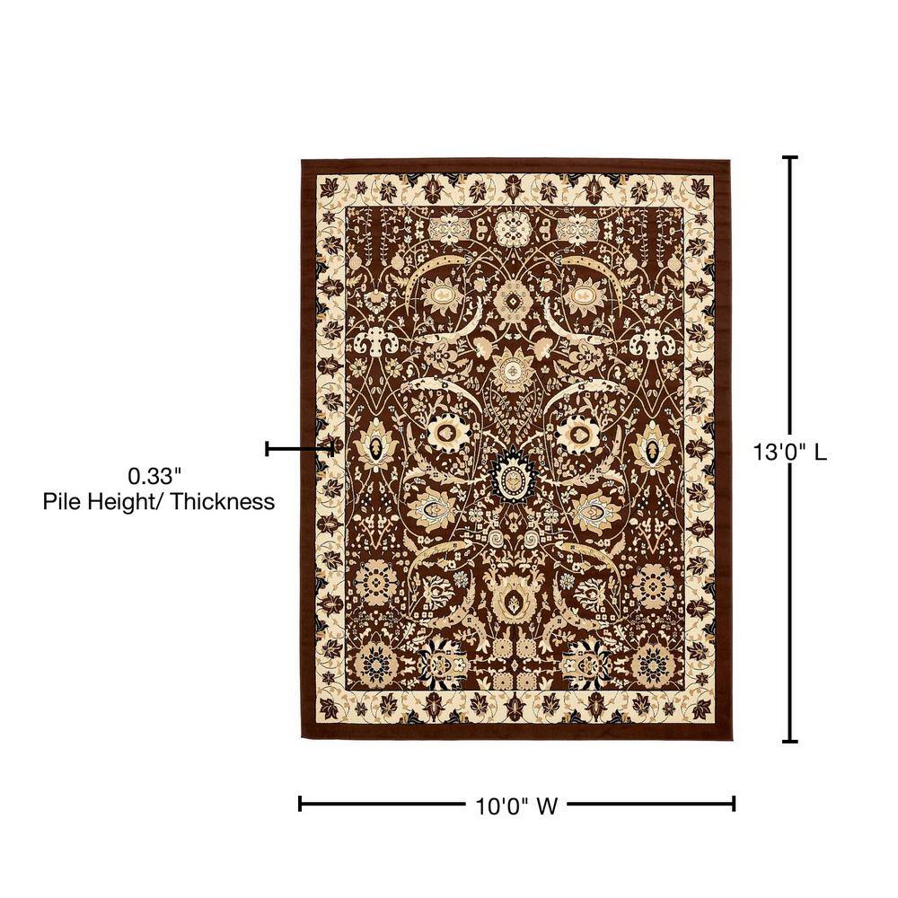 Handmade Espahan Brown Rectangular Easy-Care Area Rug