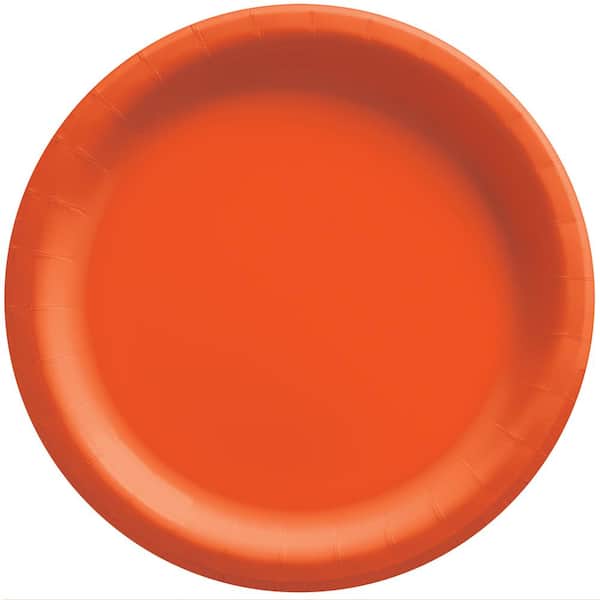 Amscan 8.5 in. Orange Peel Round Paper Plates (150-Pieces)