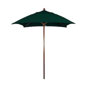 6 ft. Woodgrain Aluminum Commercial Market Patio Umbrella Fiberglass Ribs and Push Lift in Forest Green Sunbrella