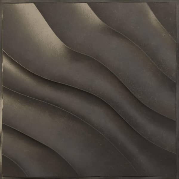Ekena Millwork 19 5/8 in. x 19 5/8 in. Modern Wave EnduraWall Decorative 3D Wall Panel, Weathered Steel (Covers 2.67 Sq. Ft.)