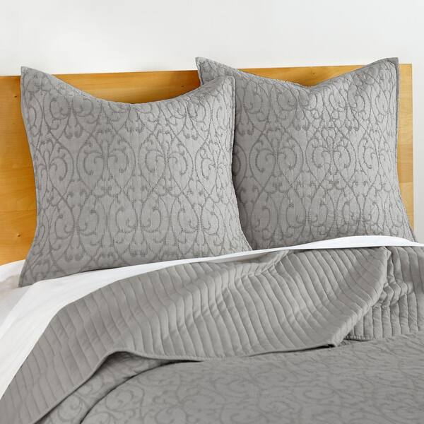 Levtex Home Washed Linen Square Pillow Cover, Set of 2 - Light Grey