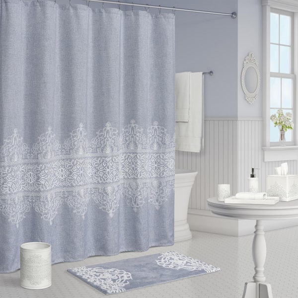 Leanna Polyester Powder Blue Shower Curtain