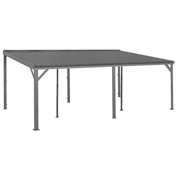 Domi 12 ft. x 20 ft. Wall-Mounted Hardtop Gazebo with Galvanized Steel Roof