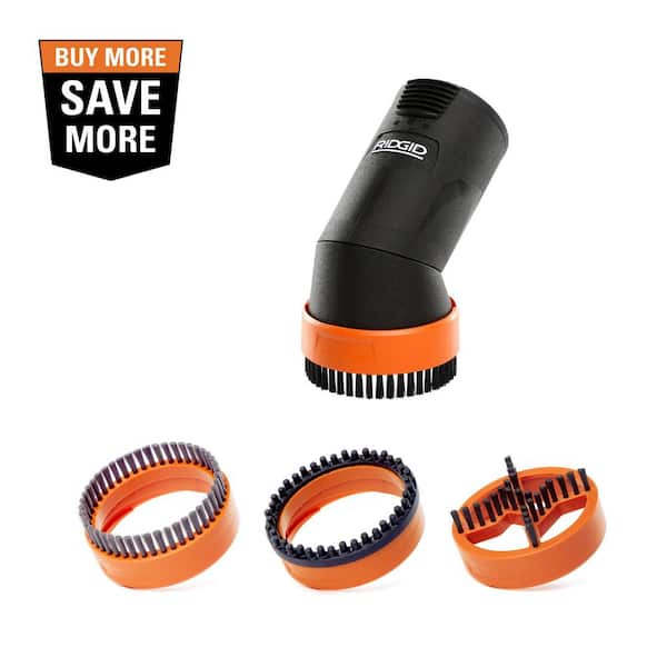 2-1/2 in. NXT Max Rotating Dusting Brush Shop Vacuum Attachment with Premium Shoe Kit for RIDGID NXT Wet Dry Vacs