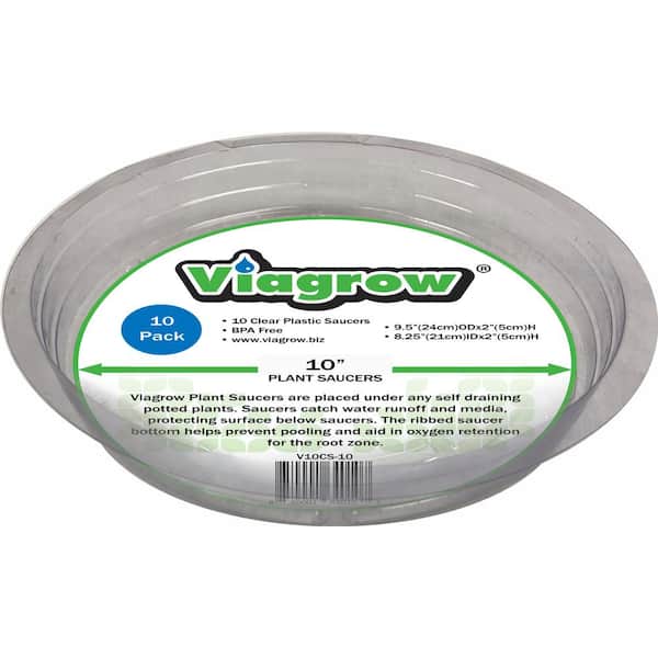 Viagrow 10 in. Clear Plastic Saucer (10-Pack)