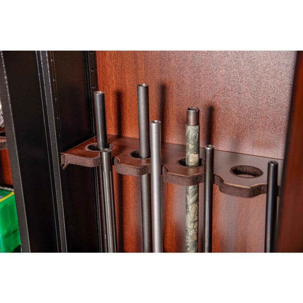 Classic 16-Gun Black and Woodgrain Metal Safe with Key Lock
