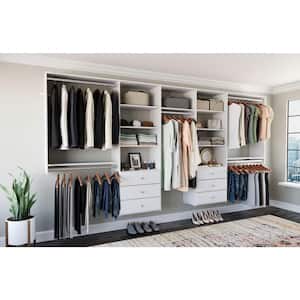 120 in. W - 144 in. W White Wood Deluxe Closet System