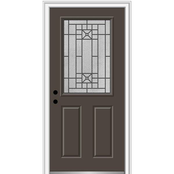 MMI Door 32 in. x 80 in. Courtyard Right-Hand 1/2-Lite Decorative Painted Fiberglass Smooth Prehung Front Door, 4-9/16 in. Frame