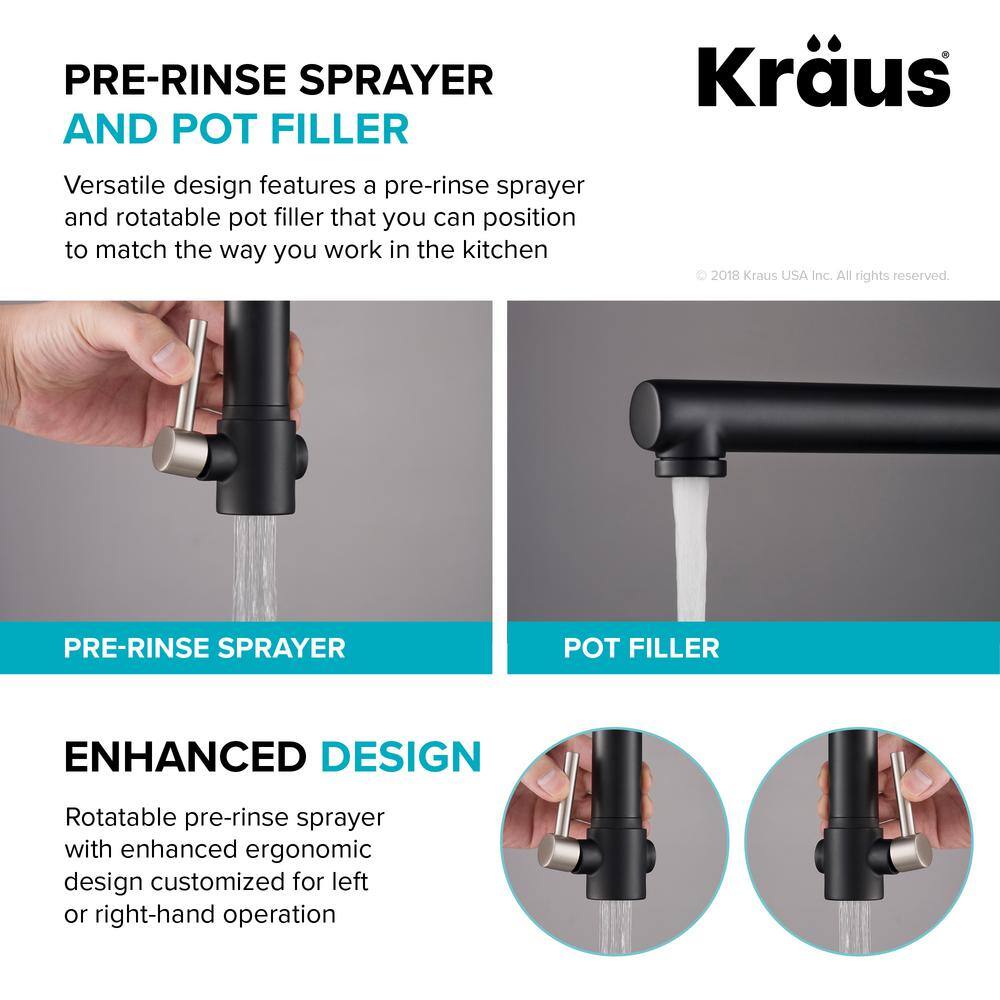Stainless Steel and Matte Black Pull-Down Kitchen Faucet
