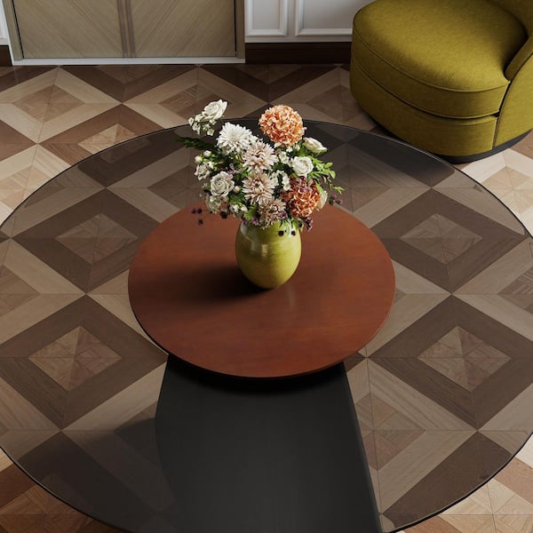 Magic 8 Table Magic Home 23.6 in. W Round Rubberwood Turntable Lazy Susan with ...