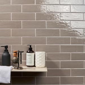 Crux Dark Gray 2.81 in. x 8.75 in. Polished Porcelain Subway Wall Tile (7.52 sq. ft./Case)
