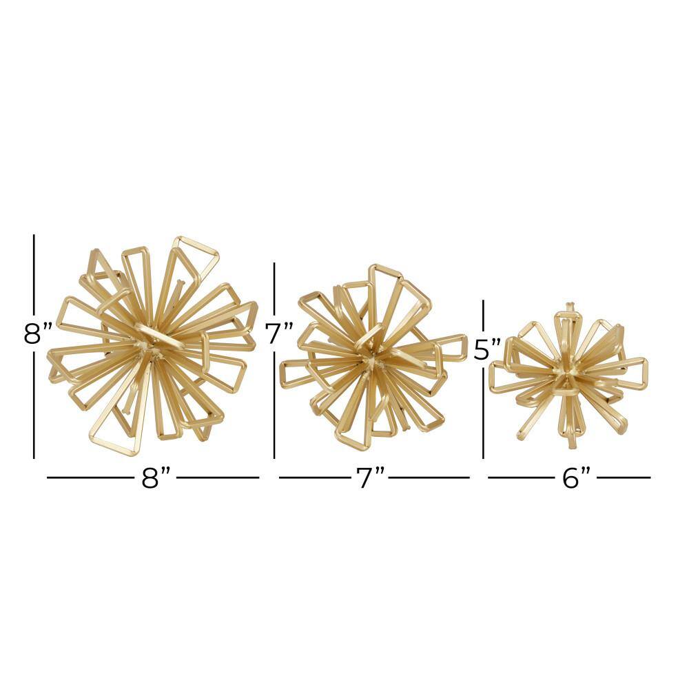 Gold Metal Geometric Sculptures Set of Three