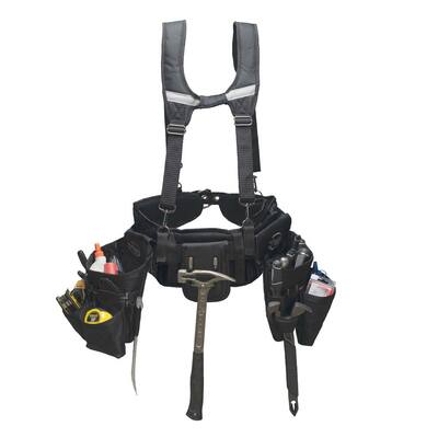 Journeyman's Framers 2 Pouch Tool Storage Suspension Rig with Suspenders in Black