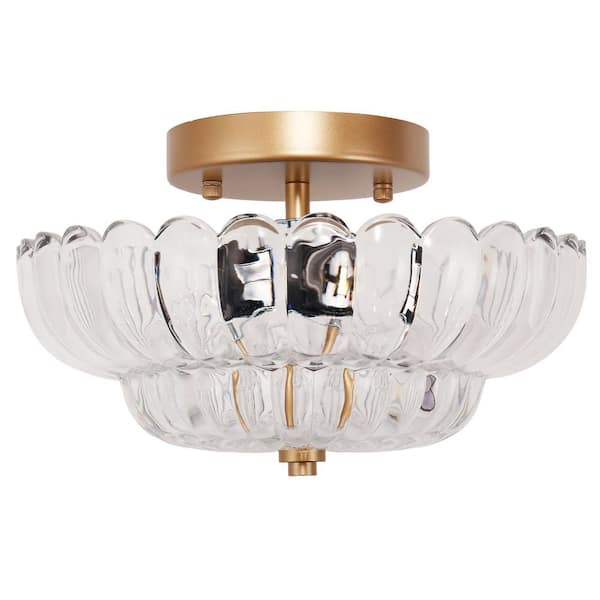 Emeritpro 7.1 in. 3-Light Flush Mount Ceiling Light, Gold Finish