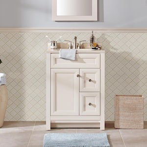 Antique White Arabesque 11 in. x 16 in. Glossy Ceramic Mesh-Mounted Mosaic Floor and Wall Tile (11.7 sq. ft. /Case)