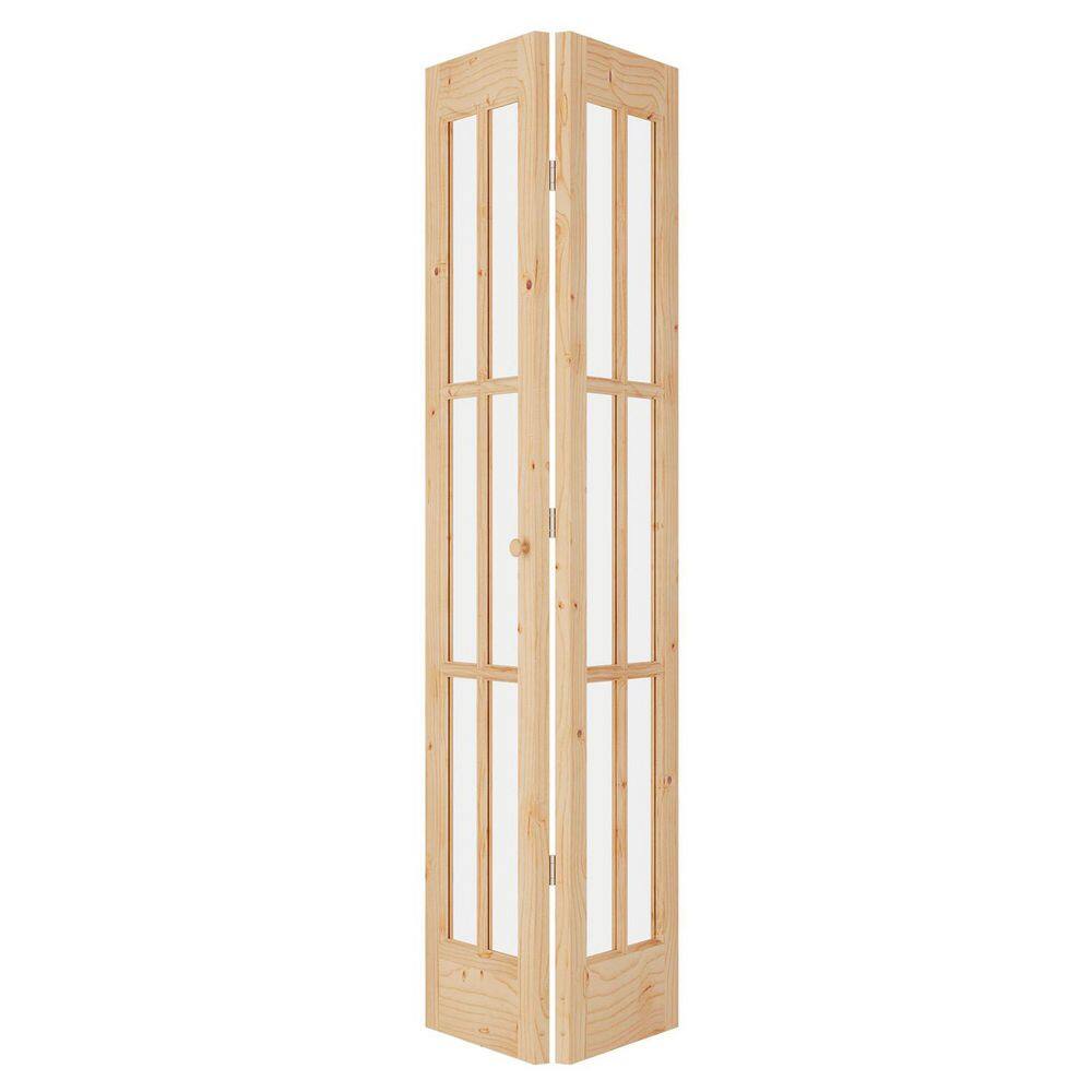 36 in. x 80 in. 6-Lite Clear Glass Solid Core Unfinished Spruce Wood Bi-Fold Door with Hardware price history on PriceWatchPro
