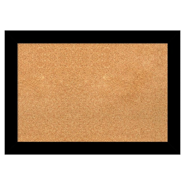 Amanti Art Brushed Black Natural Corkboard 27 in. x 19 in. Bulletin Board Memo Board