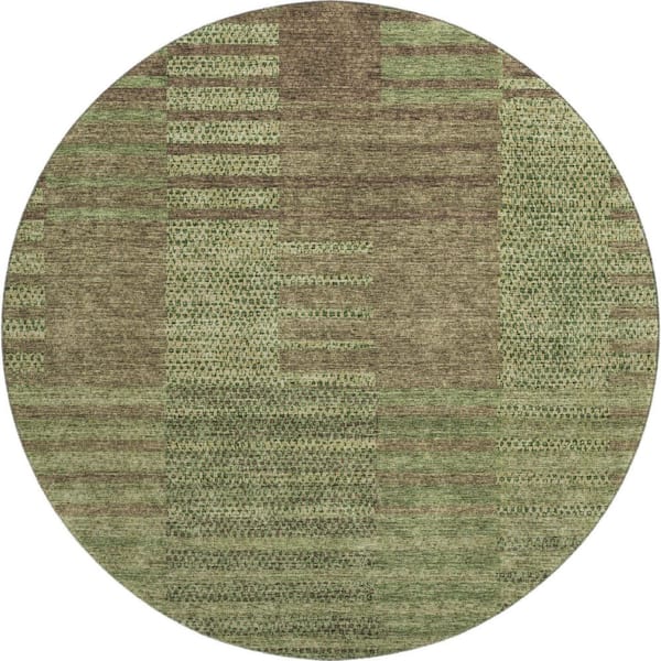 Addison Rugs Mayfield Premium Machine Washable Abstract AMF954 Mocha 8 ft. x 8 ft. Round Rug