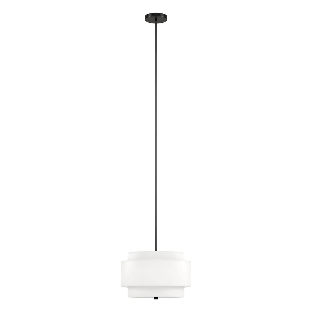 Solomon 60-Watt 2-Light Blackened Bronze Pendant Light with White Fabric Shade price history on PriceWatchPro