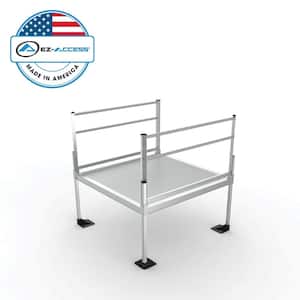PATHWAY 3G 5 ft. x 5 ft. Solid Aluminum Platform with 2-Line Handrails