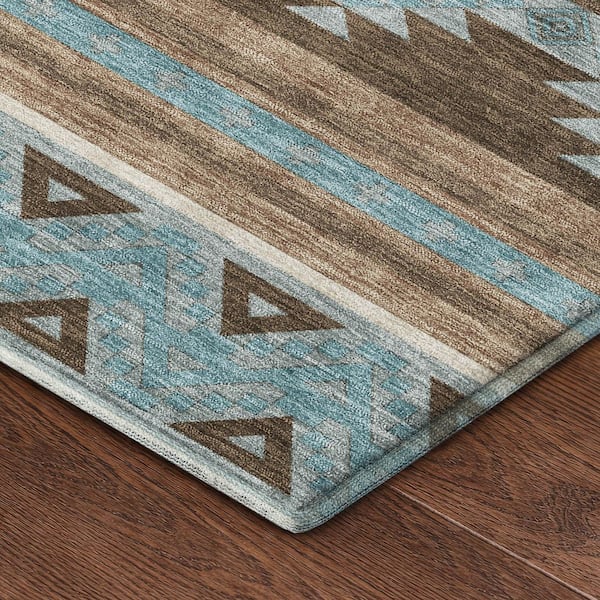 Mayfield Premium Machine Washable Abstract AMF2561 Chocolate 10 ft. x 14 ft. Area Rug