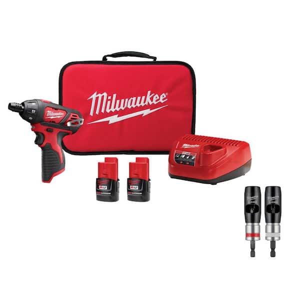 M12 12V 1/4 in. Hex Screwdriver Kit w/ (2) 1. 5Ah Batteries, Charger, Bag with 2-Pc Solid Wire Stripper