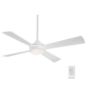Aluma 52 in. LED Indoor Flat White Ceiling Fan with Light and Wall Control