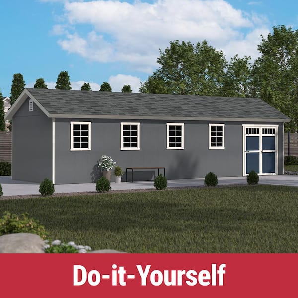 DIY Beachwood 32 ft. x 10 ft Wooden Outdoor Storage Garden Shed with Floor Windows, and Double Door (320 sq. ft. )