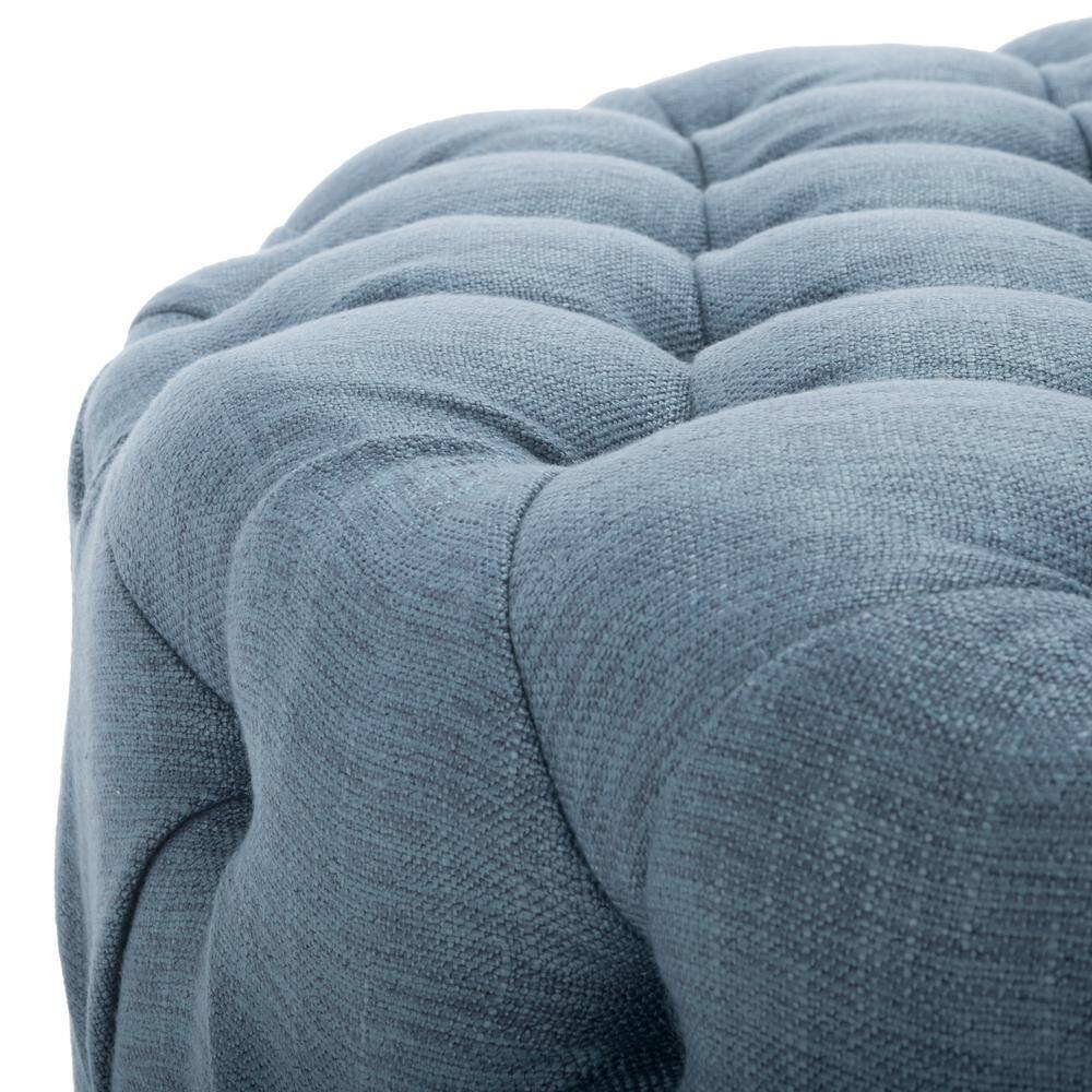 Transitional Black Tufted Round Ottoman/Coffee Table, 39"