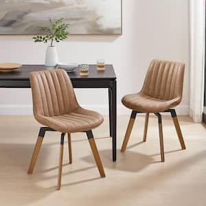 KACY Khaki Faux Leather Swivel Accent Dining Chairs (Set of 2)