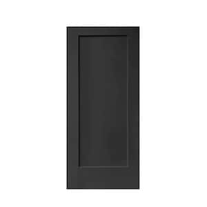36 in. x 80 in. Black Stained Composite MDF 1 Panel Interior Door Slab For Pocket Door