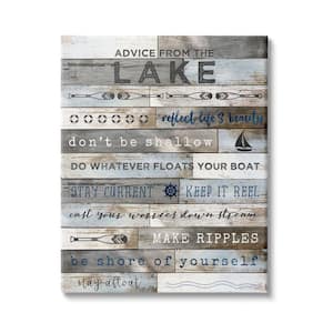 Advice From Lake Rustic Plank Pattern By Natalie Carpentieri Unframed Print Typography Wall Art 24 in. x 30 in.