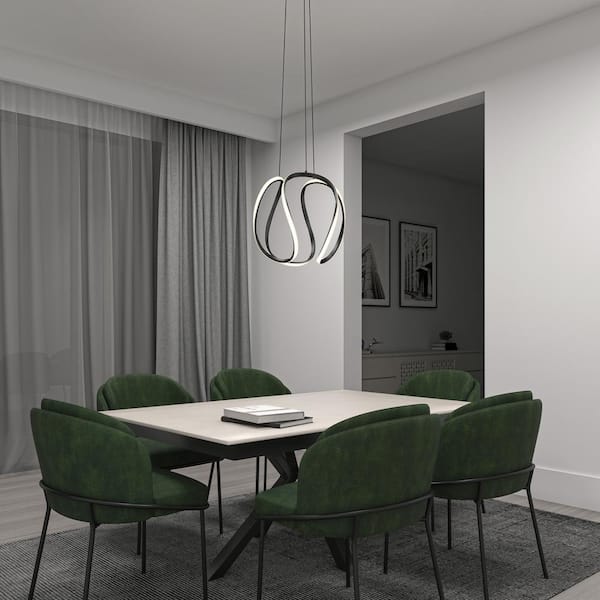 Artika Vivaldi Big 25-Watt 1 Light Black Modern 5 CCT Integrated LED Pendant Light Fixture for Dining Room or Kitchen