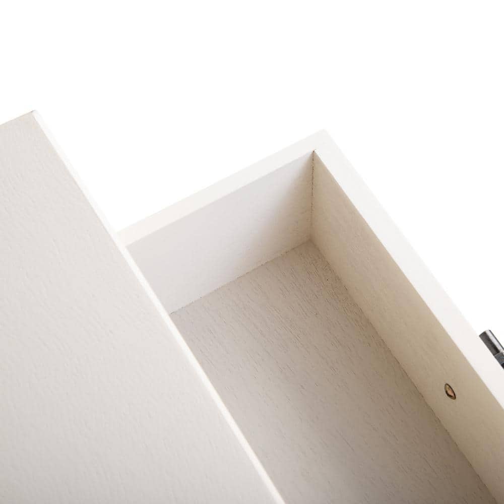Distressed White Wood Rectangular Storage Accent Table
