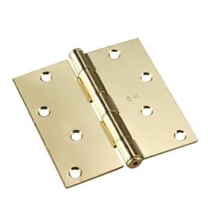 4 in. x 4 in. Brass Full Mortise Butt Hinge with Removable Pin (2-Pack)