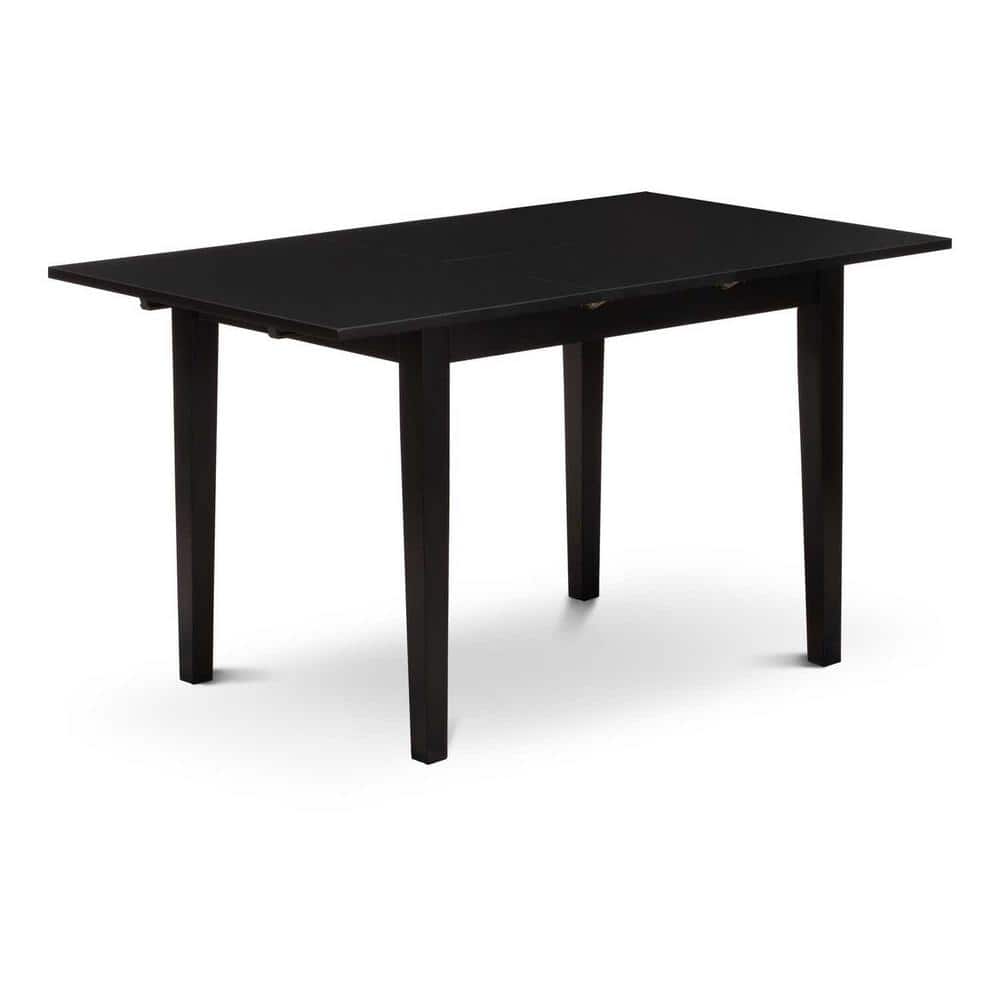 3-Piece Black Finish Solid Wood Top Dining Table Set