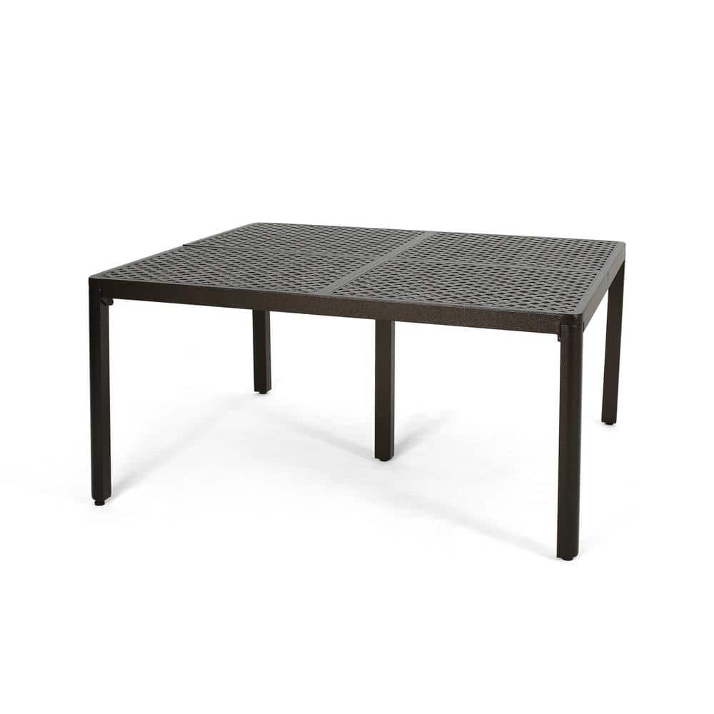 Antique Gloss Black Cast Aluminum Square Dining Table for 8