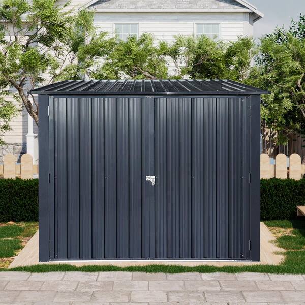 VAMOP Outdoor Steel Storage Shed for Bicycle with Slope Roof and 4