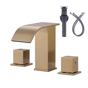 Waterfall 8 in. Widespread Double Handle Bathroom Faucet in Brushed Gold