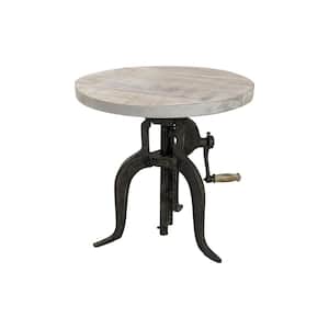 Regan 18 in. Round Adjustable Natural Driftwood and Aged Iron End Table