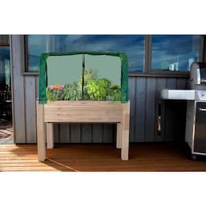 23 in. x 49 in. x 30 in. Self-Watering Cedar Planter, Greenhouse and Bug Cover