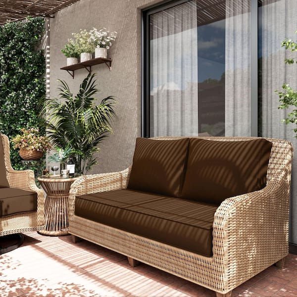 46 in. x 26 in. x 5 in. Outdoor Patio Replacement Loveseat Sofa Cushion Set with Backrest Chocolate