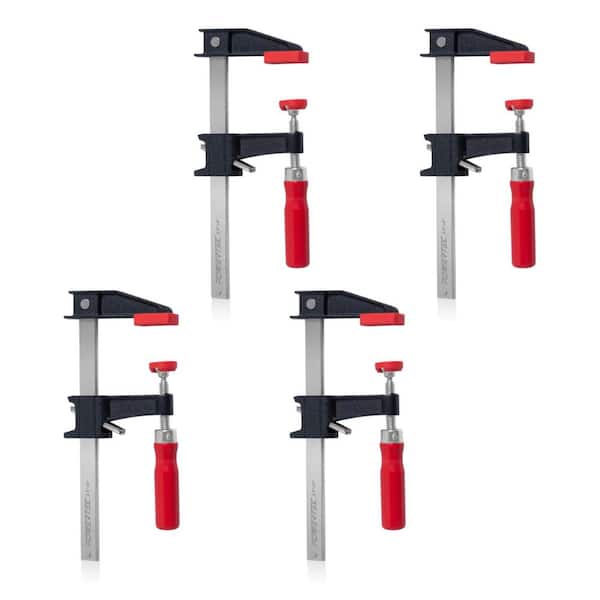 6 in. Steel Bar Clamps w/ 600 lbs Loads, 2-1/2 in. Throat, Quick-Release & Micro-Adjust Handle for Woodworking (4-Pack)