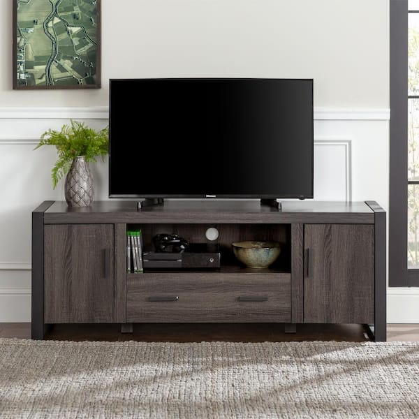 Walker Edison 58 Charcoal Grey Wood TV Stand Gray for sale online 